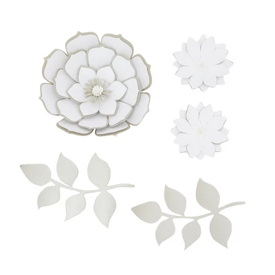 Juvale 5 Piece White 3D Paper Flowers For Wall Decor, Arts And Crafts 2 Juvale 5 Piece White 3D Paper Flowers For Wall Decor, Arts And Crafts - Image 2