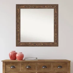 32" X 32" Non-Beveled Bridge Brown Wood Wall Mirror - Amanti Art -Adesso Store GUEST 034b853e 2af1 48d0 9b54 fe3825e2fad8
