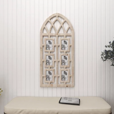 Wood 6 Slot Wall Photo Frame With Window Arch Shape Light Brown - Olivia & May 10 Wood 6 Slot Wall Photo Frame With Window Arch Shape Light Brown - Olivia & May - Image 10