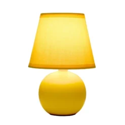 8.66" Petite Ceramic Orb Base Bedside Table Desk Lamp With Matching Tapered Drum Fabric Shade Yellow - Creekwood Home -Adesso Store GUEST 040a0770 572d 422a b36d 0a6d25c743e2