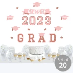 Big Dot Of Happiness Rose Gold Class Of 2023 Graduation Party Wall Decals Set Of 20