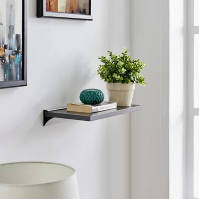 Floating Wall Shelf With Aluminum Bar - Danya B. 2 Floating Wall Shelf With Aluminum Bar - Danya B. - Image 2