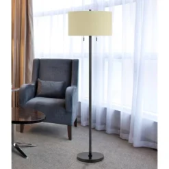 59" Calais Metal Floor Lamp Dark Bronze - Cal Lighting