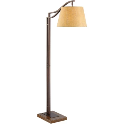 Franklin Iron Works Rustic Farmhouse Arc Floor Lamp With USB Port 60" Tall Bronze Downbridge Faux Leather Empire Shade For Living Room Reading Bedroom 7 Franklin Iron Works Rustic Farmhouse Arc Floor Lamp With USB Port 60" Tall Bronze Downbridge Faux Leather Empire Shade For Living Room Reading Bedroom - Image 7