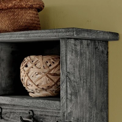 48" Pomona Metal And Reclaimed Wood Entryway Coat Hook With Storage Cubbies Slate Gray - Alaterre Furniture 3 48" Pomona Metal And Reclaimed Wood Entryway Coat Hook With Storage Cubbies Slate Gray - Alaterre Furniture - Image 3