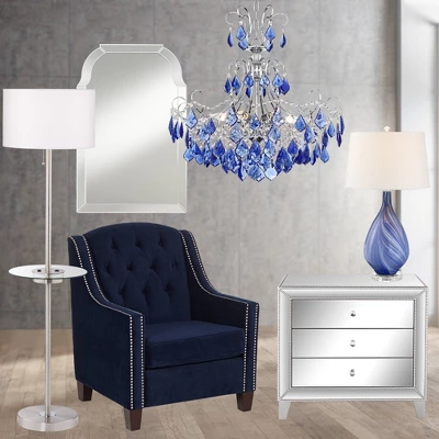 Vienna Full Spectrum Alpine Chrome Chandelier 26" Wide French Blue Crystal 6-Light Fixture For Dining Room House Foyer Kitchen Island Entryway Bedroom 8 Vienna Full Spectrum Alpine Chrome Chandelier 26" Wide French Blue Crystal 6-Light Fixture For Dining Room House Foyer Kitchen Island Entryway Bedroom - Image 8