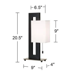 360 Lighting Floating Square 20 1/2" High Small Rectangular Modern Accent Table Lamp Pull Chain Black Metal Single White Shade Living Room Bedroom -Adesso Store GUEST 096dbcdd 0ef6 46fd 8e68 427b153e560a