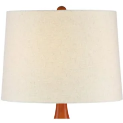 360 Lighting Brice Modern Mid Century Accent Table Lamp 23" High Ivory Ceramic Wood Neck Off White Drum Shade For Bedroom Living Room Bedside Office -Adesso Store GUEST 098896b2 c28a 419c aac2 cb44f6662d40
