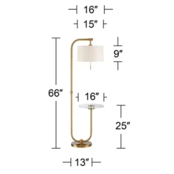 Possini Euro Design Volta Modern Floor Lamp With Tray Table 66" Tall Brass USB Charging Port White Drum Shade For Living Room Bedroom Office House -Adesso Store GUEST 0b51f10c f28d 4873 a815 588c573b8b5f
