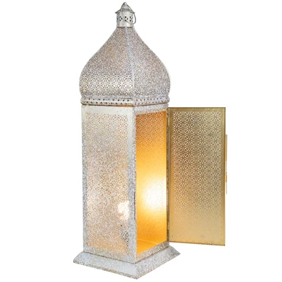 Northlight 30.5" White And Gold Moroccan Style Lantern Floor Lamp 2 Northlight 30.5" White And Gold Moroccan Style Lantern Floor Lamp - Image 2