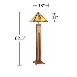 Robert Louis Tiffany Mission Floor Lamp With Nightlight 62.5" Tall Walnut Wood Column Stained Glass Shade For Living Room Reading Bedroom -Adesso Store GUEST 0cdc46c6 0b5d 4c56 ba69 fde17dfe75b1