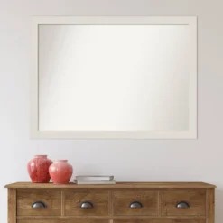 42" X 31" Non-Beveled Rustic Plank White Narrow Wall Mirror - Amanti Art -Adesso Store GUEST 1161ac38 1a95 46ff ad57 29fb53bd35ef