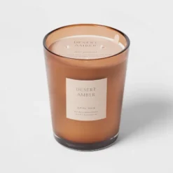 Colored Vase Glass With Dustcover Desert Amber Candle Brown - Threshold™ -Adesso Store GUEST 122de511 da8f 4184 879f 25e9a167978d