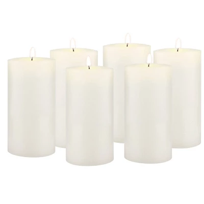 6pk Unscented Flat Top Smooth Pillar Candles White - Stonebriar Collection 1 6pk Unscented Flat Top Smooth Pillar Candles White - Stonebriar Collection