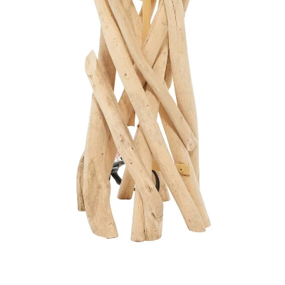 Rustic Wood Table Lamp Beige - Olivia & May 4 Rustic Wood Table Lamp Beige - Olivia & May - Image 4