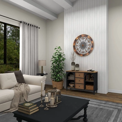 Wood Scroll Arabesque Wall Decor With Metal Fleur De Lis Relief Brown - Olivia & May 14 Wood Scroll Arabesque Wall Decor With Metal Fleur De Lis Relief Brown - Olivia & May - Image 14