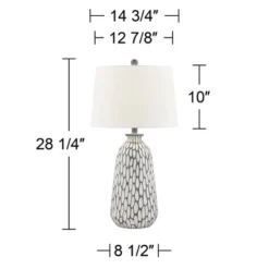 360 Lighting Carlton Modern Table Lamps 28 1/4" Tall Set Of 2 Gray Wash Off White Fabric Drum Shade For Bedroom Living Room Bedside Nightstand Office -Adesso Store GUEST 177388b1 59dd 49d0 91d2 332fdefda2f3