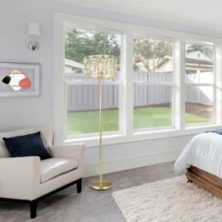 63" Cleo Glam Gold Metal And Faceted Crystal Drum Shade Floor Lamp - River Of Goods -Adesso Store GUEST 19ba6faa 98c8 4f6c 9002 0f88766379f3