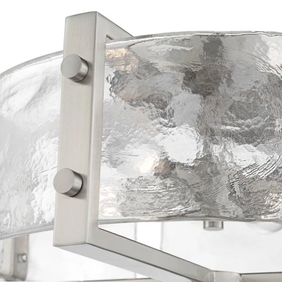 Possini Euro Design Prane Modern Industrial Ceiling Light Semi Flush Mount Fixture 17" Wide Brushed Nickel 4-Light Warped Glass For Bedroom Kitchen 2 Possini Euro Design Prane Modern Industrial Ceiling Light Semi Flush Mount Fixture 17" Wide Brushed Nickel 4-Light Warped Glass For Bedroom Kitchen - Image 2