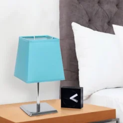 Mini Table Lamp With Squared Empire Fabric Shade Blue - Simple Designs -Adesso Store GUEST 1ae0f86d 29cd 4279 b510 beda80e10752