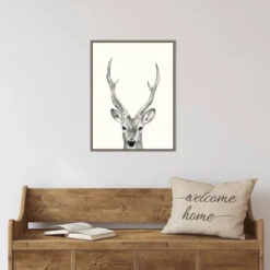 18" X 24" Animal Mug IV Deer By Victoria Borges Framed Canvas Wall Art Gray - Amanti Art -Adesso Store GUEST 1b1c178b 837b 4dd4 aad3 2ee5a130c181