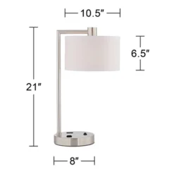 360 Lighting Colby Modern Desk Lamps 21" High Set Of 2 Brushed Nickel With USB And AC Power Outlet In Base White Linen Drum Shade For Bedroom Office 12 360 Lighting Colby Modern Desk Lamps 21" High Set Of 2 Brushed Nickel With USB And AC Power Outlet In Base White Linen Drum Shade For Bedroom Office -Adesso Store GUEST 1b67ff4b bc9e 4fd3 8363 50634c0c2d76