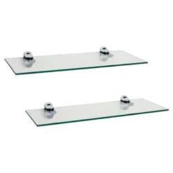 (Set Of 2) 16" X 6" Floating Glass Shelves With Brackets - Danya B. -Adesso Store GUEST 1c54061e 2232 437a 8cea 686e87717b7f