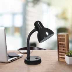 14.25" Traditional Fundamental Metal Desk Task Lamp And Bowl Shaped Shade With Flexi Gooseneck Black - Creekwood Home -Adesso Store GUEST 1db90205 08fc 4992 9ca3 cbc86bf64375