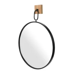 Round Metal Framed Wall Mirror With Wood/Metal Bracket Black - Storied Home 9 Round Metal Framed Wall Mirror With Wood/Metal Bracket Black - Storied Home -Adesso Store GUEST 1e6bdc14 9732 4a74 85ef f23feba93024