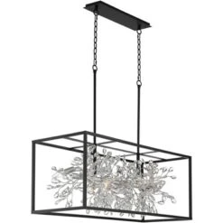Possini Euro Design Carrine Black Silver Linear Pendant Chandelier 38 1/2" Wide Modern Clear Crystal 8-Light Fixture For Dining Room Kitchen Island -Adesso Store GUEST 20098fb7 060c 4b63 8ebf 0c0b0dd92a5c