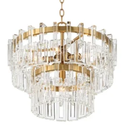 Vienna Full Spectrum Luxum Burnished Brass Chandelier 18 3/4" Wide Modern Tiered Crystal 6-Light Fixture For Dining Room House Foyer Kitchen Island -Adesso Store GUEST 215500ae 15a2 4f66 90e2 486875a99b29