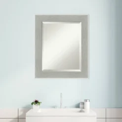 Glam Framed Bathroom Vanity Wall Mirror Linen Gray - Amanti Art -Adesso Store GUEST 22043374 bfdb 49b5 b9bf 2c44f768dc9d