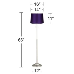 360 Lighting Abba Modern Floor Lamp Standing 66" Tall Brushed Nickel Silver Metal Satin Purple Drum Shade For Living Room Bedroom Office House Home -Adesso Store GUEST 24888fb5 d828 4c2a 8e1a 5009ac917cc1
