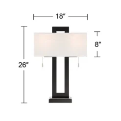 360 Lighting Neil Modern Rustic Table Lamp 26" High Black Metal With USB Charging Port White Rectangular Shade For Bedroom Living Room Bedside Desk -Adesso Store GUEST 249b76df c4e3 4773 8e38 002a6115fa7e
