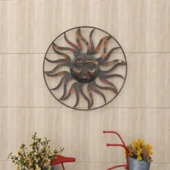 Metal Sunburst Indoor Outdoor Round Wall Decor With Distressed Copper Like Finish Brown - Olivia & May -Adesso Store GUEST 25fbdad0 01d5 4721 9ff9 336cf7603c22