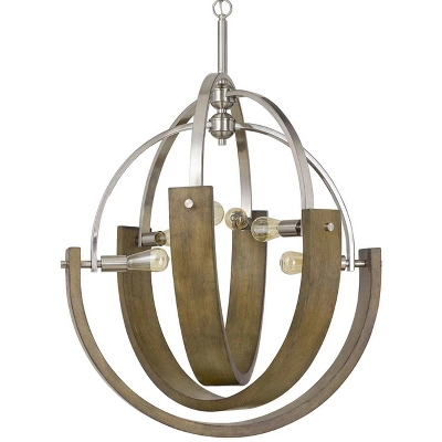 34" X 34" X 46.5" Metal/Wood Rauma Chandelier Brushed Steel - Cal Lighting 2 34" X 34" X 46.5" Metal/Wood Rauma Chandelier Brushed Steel - Cal Lighting - Image 2