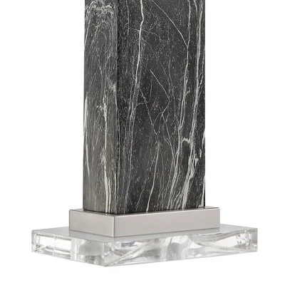 360 Lighting Connie Modern Table Lamps Set Of 2 With Acrylic Risers 25" High Black Faux Marble USB Charging Ports White Rectangular Shade For Desk 3 360 Lighting Connie Modern Table Lamps Set Of 2 With Acrylic Risers 25" High Black Faux Marble USB Charging Ports White Rectangular Shade For Desk - Image 3