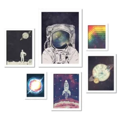 (Set Of 6) Framed Prints Gallery Wall Art Set Outer Space Astronaut By Tracie Andrews - Americanflat -Adesso Store GUEST 287cef0b 562a 471f b16d b0f85177d5fe