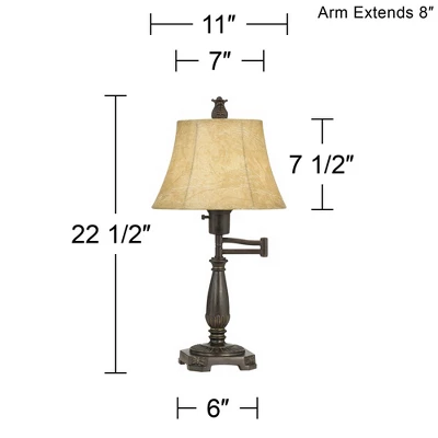 Regency Hill Traditional Swing Arm Desk Table Lamps 22.5" High Set Of 2 Bronze Faux Leather Shade For Living Room Bedroom Nightstand Office 6 Regency Hill Traditional Swing Arm Desk Table Lamps 22.5" High Set Of 2 Bronze Faux Leather Shade For Living Room Bedroom Nightstand Office - Image 6