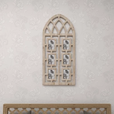 Wood 6 Slot Wall Photo Frame With Window Arch Shape Light Brown - Olivia & May 12 Wood 6 Slot Wall Photo Frame With Window Arch Shape Light Brown - Olivia & May - Image 12