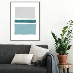 22" X 30" Painted Weaving V Blue Green By Piper Rhue Framed Canvas Wall Art Gray Wash - Amanti Art -Adesso Store GUEST 2a7d76ee 6e4d 451e ab59 d61ba54e77a7