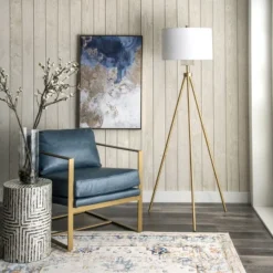 NuLOOM Wales 66" Metal Floor Lamp Lighting - Gold 66" H X 20" W X 20" D -Adesso Store GUEST 2f596f41 b7a5 4270 be7e 4fb161739046