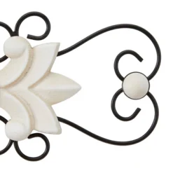 Wood Biblical Carved Cross Wall Decor With Metal Scrollwork - Olivia & May