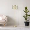 63" Cleo Glam Gold Metal And Faceted Crystal Drum Shade Floor Lamp - River Of Goods