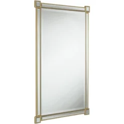 Noble Park Gabriella Rectangular Vanity Decorative Wall Mirror Modern Glam Beveled Glass Gold Leaf Wood Frame 27" Wide Bathroom Bedroom -Adesso Store GUEST 31fc8c51 0d49 4985 9126 83794fc44d56