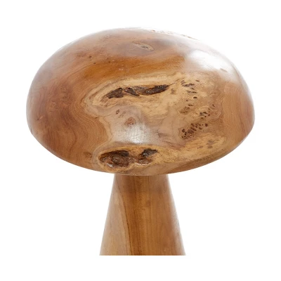 Set Of 3 Teak Wood Mushroom Handmade Live Edge Sculpture With Natural Smooth Finish Brown - Olivia & May 7 Set Of 3 Teak Wood Mushroom Handmade Live Edge Sculpture With Natural Smooth Finish Brown - Olivia & May - Image 7