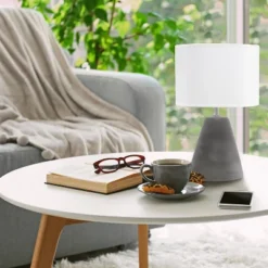 Pinnacle Concrete Table Lamp With Shade White - Simple Designs -Adesso Store GUEST 35000ba1 ee37 4fdd a5a1 8b11106366fc