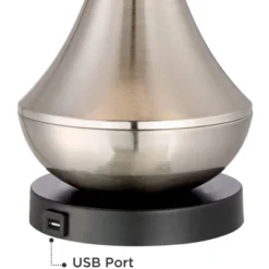 360 Lighting Simon Modern Table Lamps Set Of 2 With Square Risers 27" Tall Brushed Nickel USB Charging Port White Shade For Bedroom Living Room Desk -Adesso Store GUEST 367e2101 bf36 4f27 a9f7 b059ed08ad41