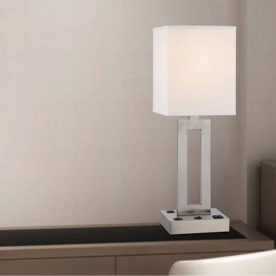 Transitional Metal Task Lamp With 1 Outlet And 2 USB Ports Black - Cal Lighting 1 Transitional Metal Task Lamp With 1 Outlet And 2 USB Ports Black - Cal Lighting