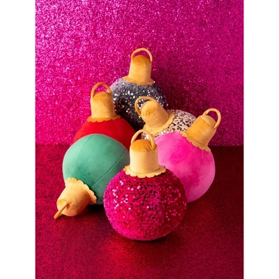 Shiraleah Pink Sparkle Christmas Ornament Bauble Pillow, Small 3 Shiraleah Pink Sparkle Christmas Ornament Bauble Pillow, Small - Image 3